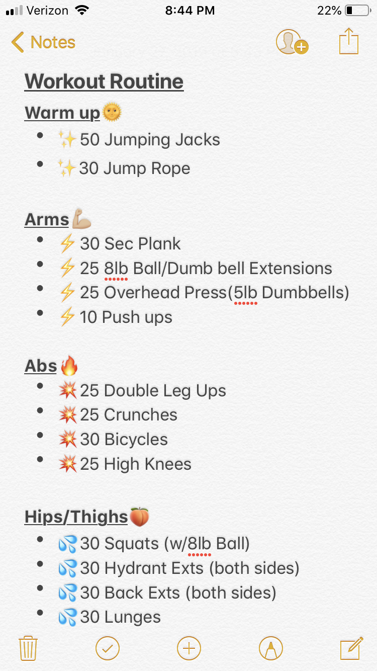 Photo of handwritten training plan